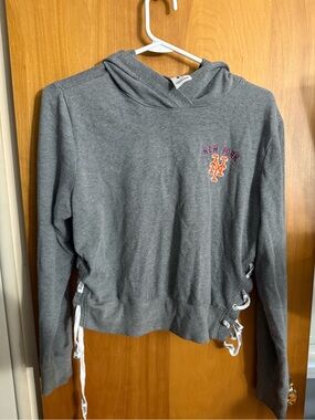 PINK Victoria's Secret Gray NY Mets Fleece Hoodie